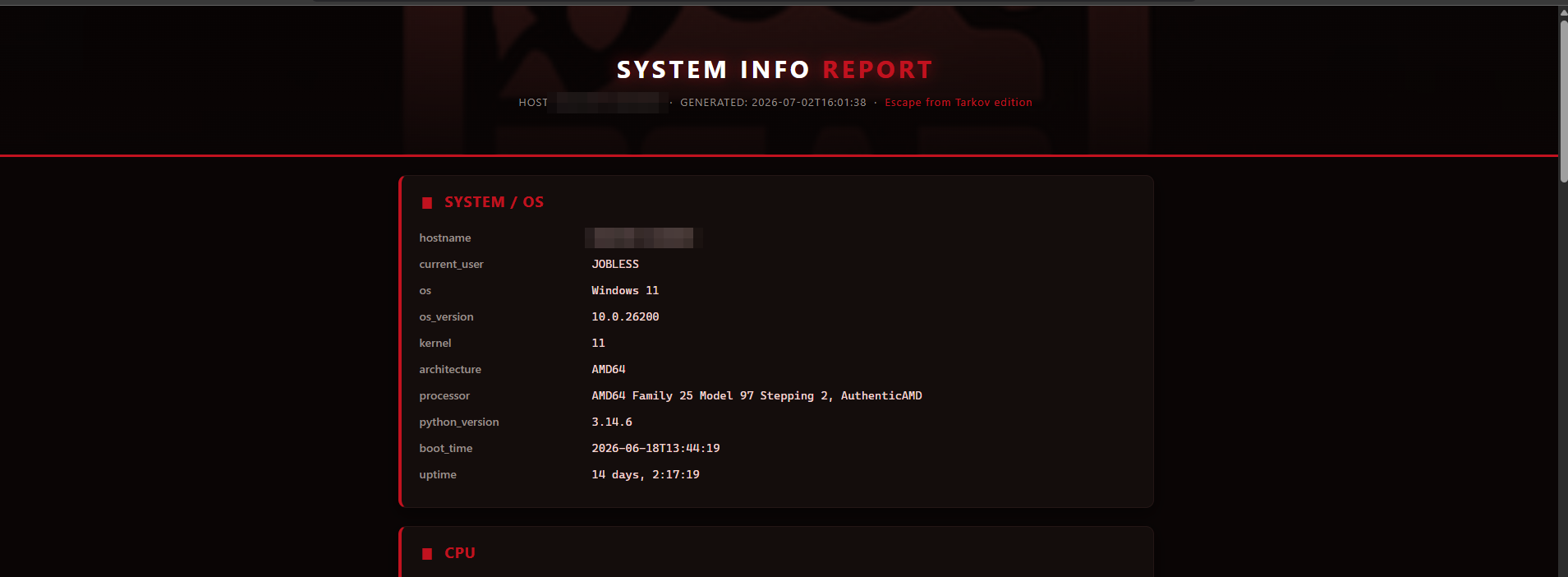 The Spec Grabber HTML report
