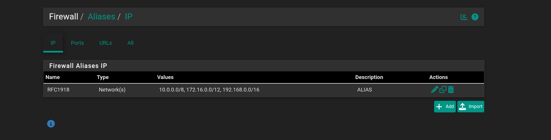 One named object for all private networks — referenced by both restricted zones instead of a hand-maintained list.