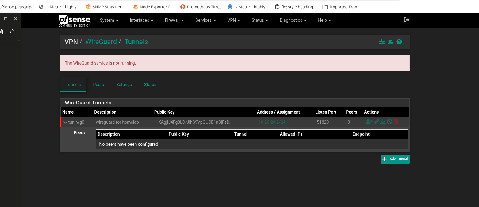 WireGuard tunnel created — service not yet running